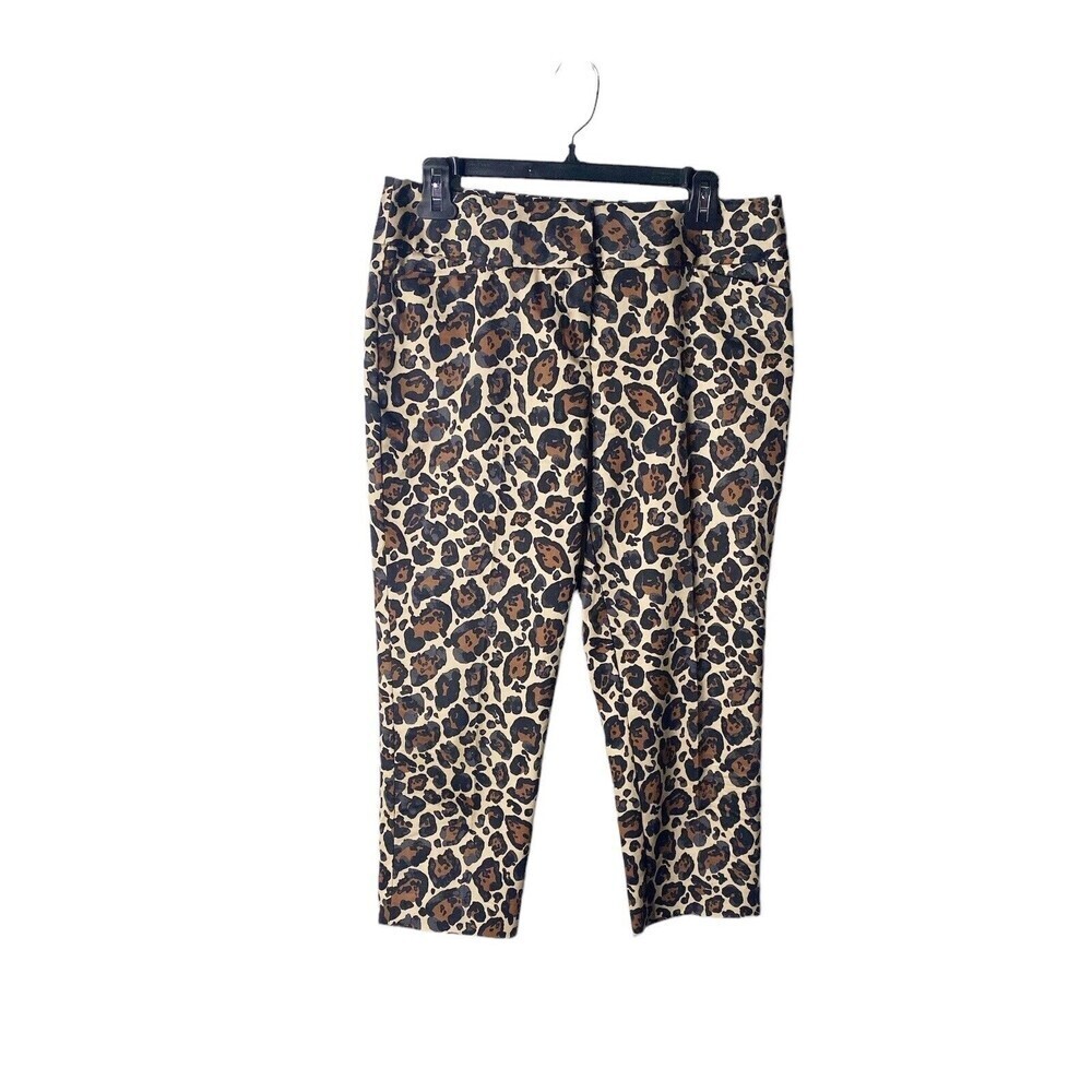 Worthington animal print Pants Women SZ 4 Lepoard Crop Fit capri ankle high rise